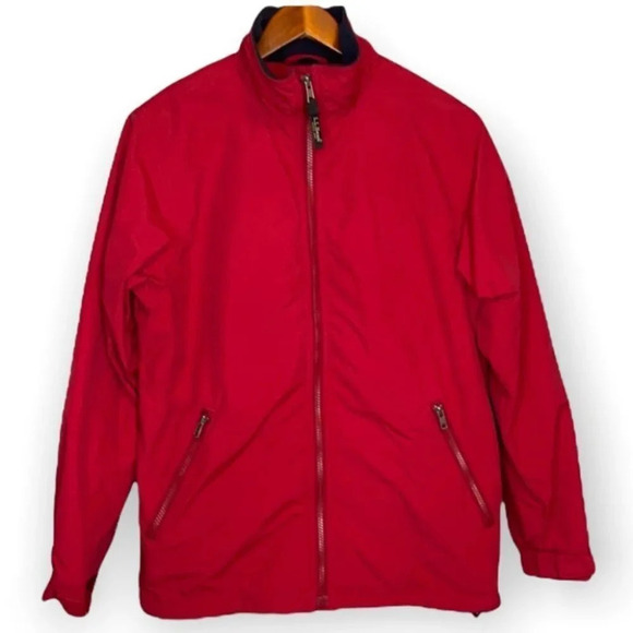 L.L. BEAN Red Warm Up Bomber Jacket Nylon Fleece Lined Preppy Granola Size S - Picture 2 of 15